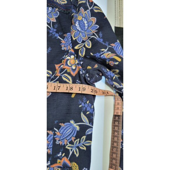 LOFT Womens Blazer Navy floral cotton blend  Size 10 Eyelet Crochet Trim Open - Picture 14 of 14